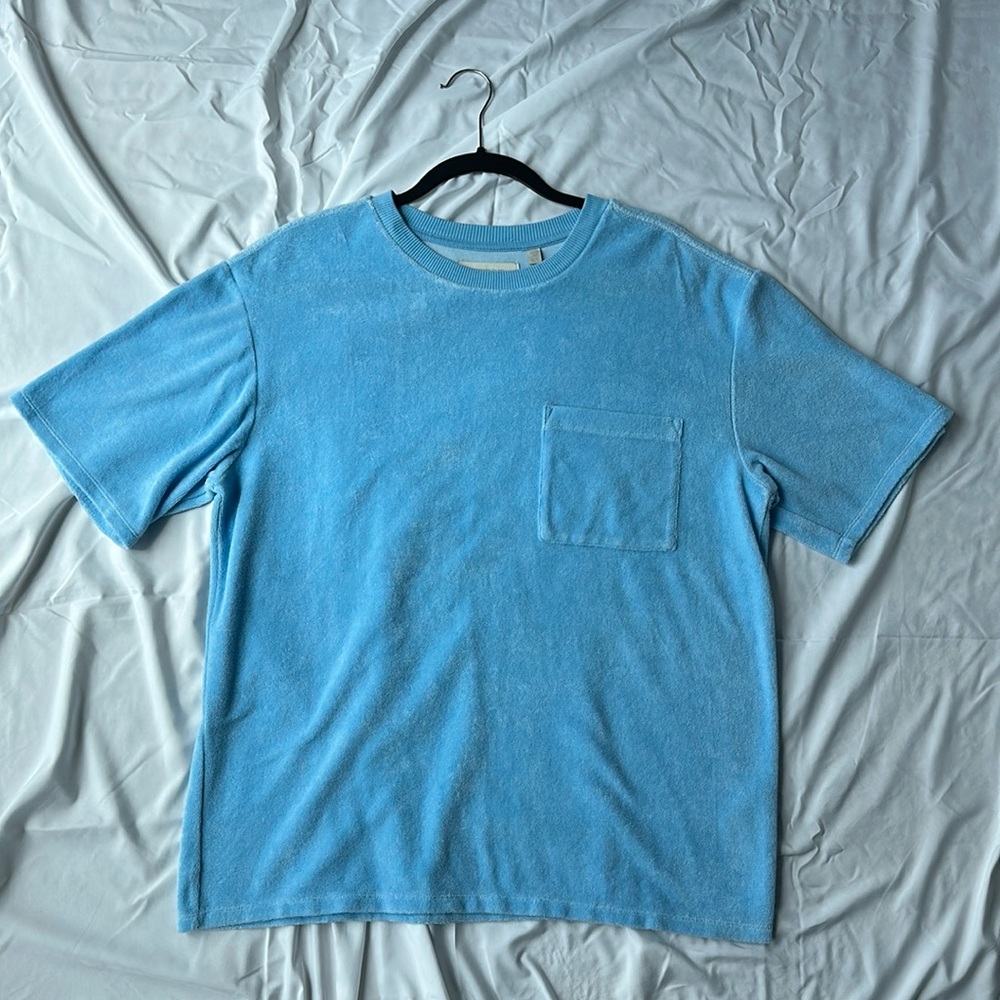 Light Terry Cloth Blue Pocket T-Shirt